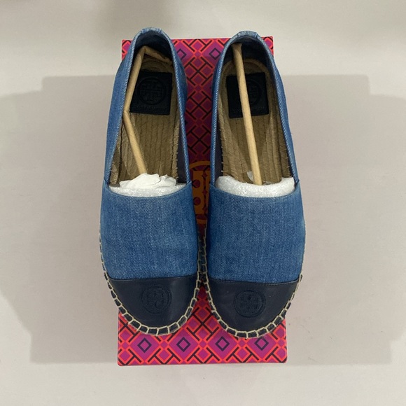 Tory Burch Color Block Flat Espadrille - Denim/Calf Leather - Picture 2 of 7